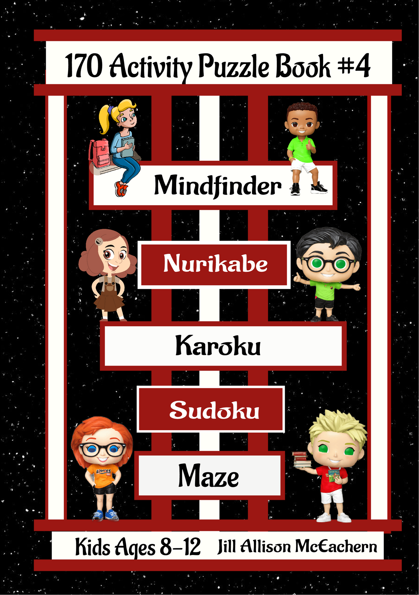 170 Activity Puzzle Book For Kids Ages 8-12 Mindfinder, Sudoku, Nurikabe, Karoku and Mazes Paperback