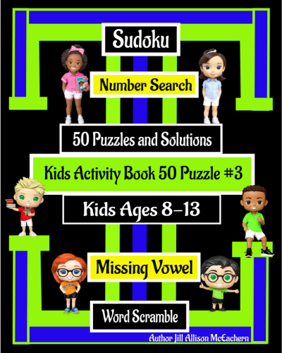 Puzzle Books Kids 8-13 Mazes, Number Search, Missing Vowel, Word Scrambler Digital Download
