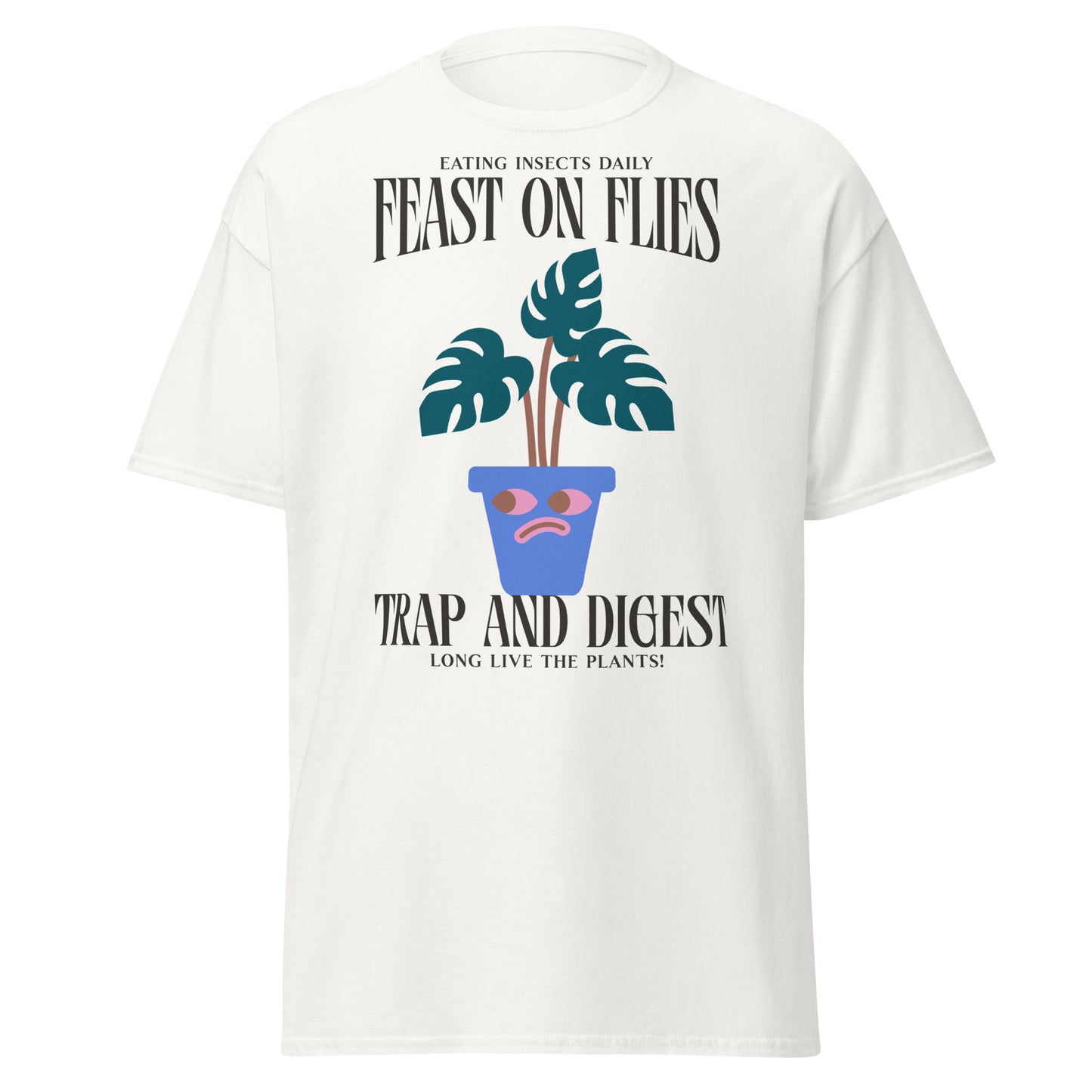 Men or Women's Casual Custom Cotton Graphic Classic T-Shirt "Fiest of Flies" Venus Flytrap
