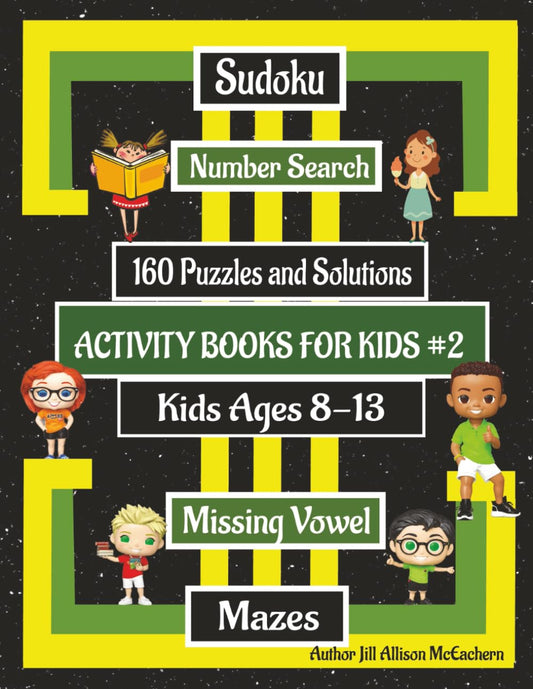 Puzzle Book Kids 8-13 Mazes, Sudoku, Missing Vowel and Number Search Digital Download
